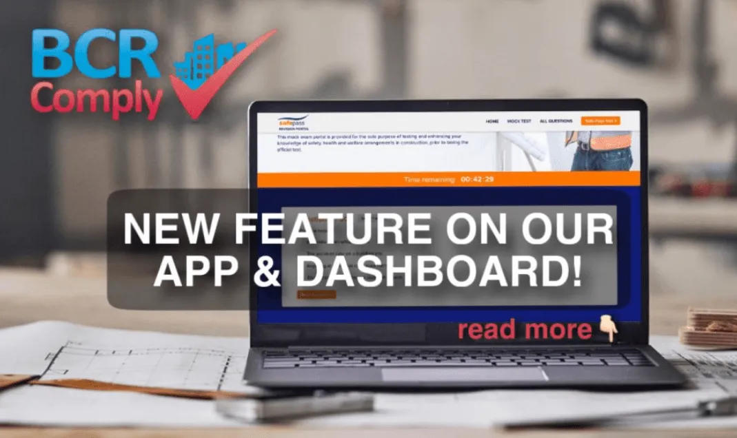 BCR Comply dashboard and app safety feature